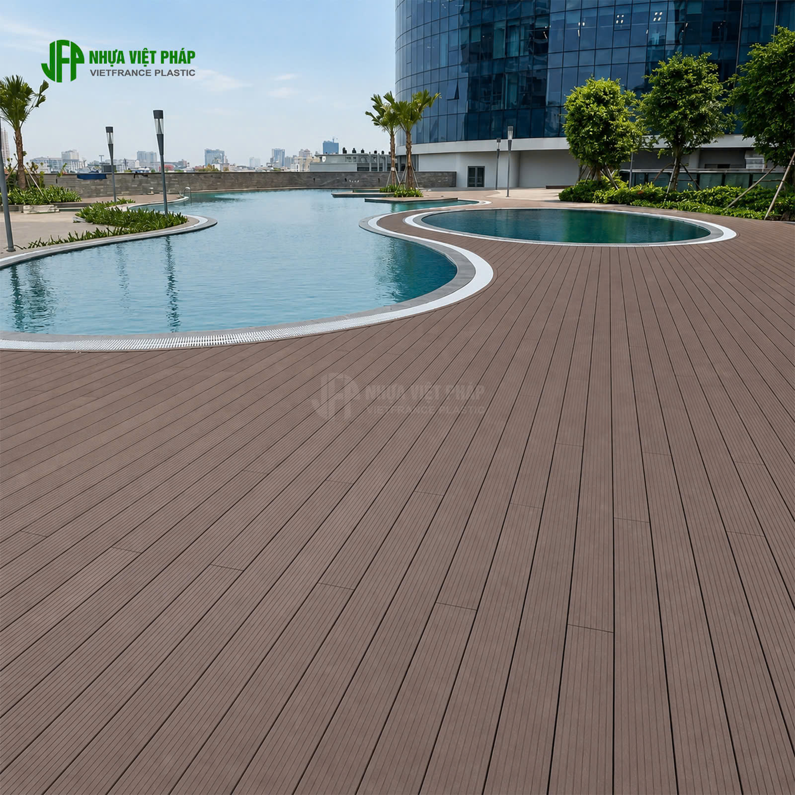 Công trình sàn bể bơi SGR01 loại 4 lỗ vuông ghép hở 