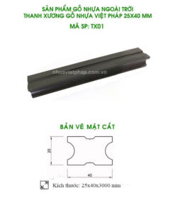 Bản vẽ mặt cắt thanh xương gỗ nhựa