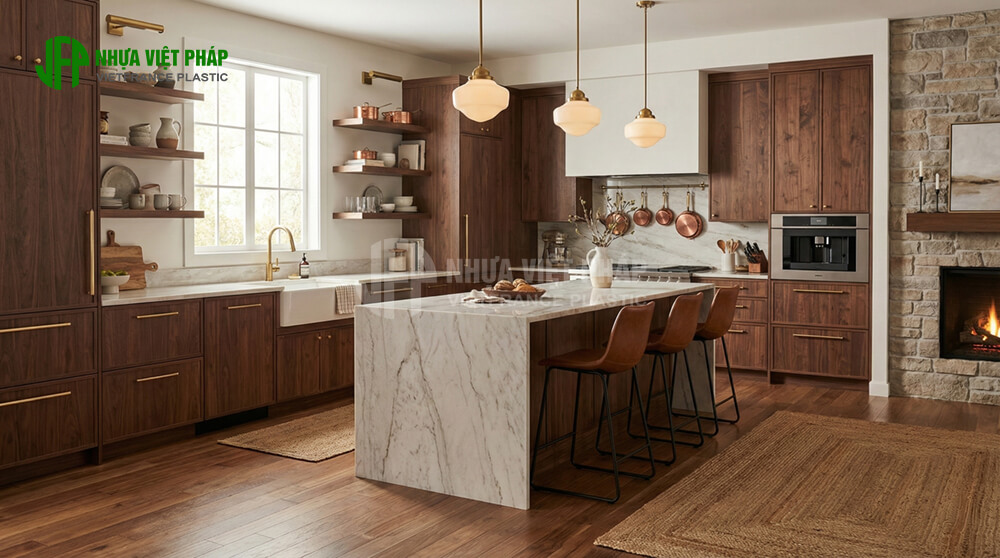 Mẫu tủ bếp gỗ nhựa toàn phần