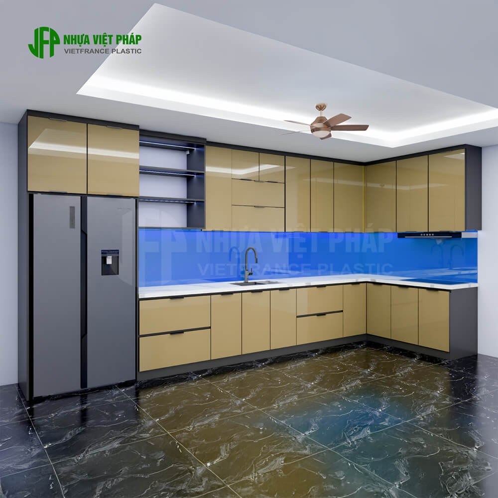 Hình ảnh mẫu tủ bếp inox 304 toàn phần cao cấp Nhựa Việt Pháp