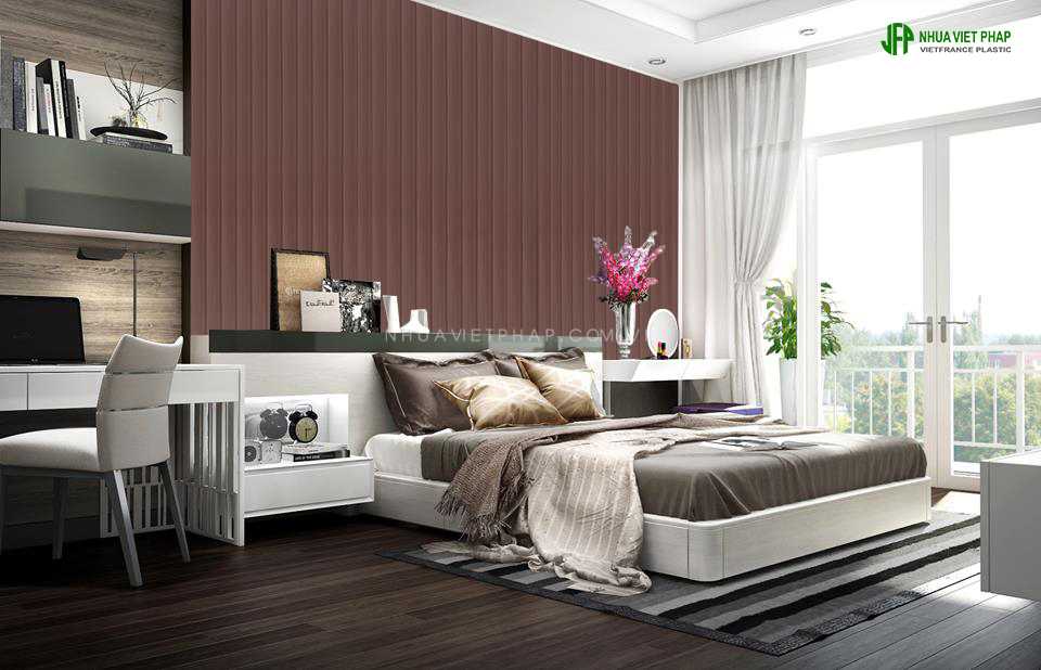 (Trang trí không gian phòng ngủ bằng gỗ nhựa sinh thái WPVC - Nhựa Việt Pháp)