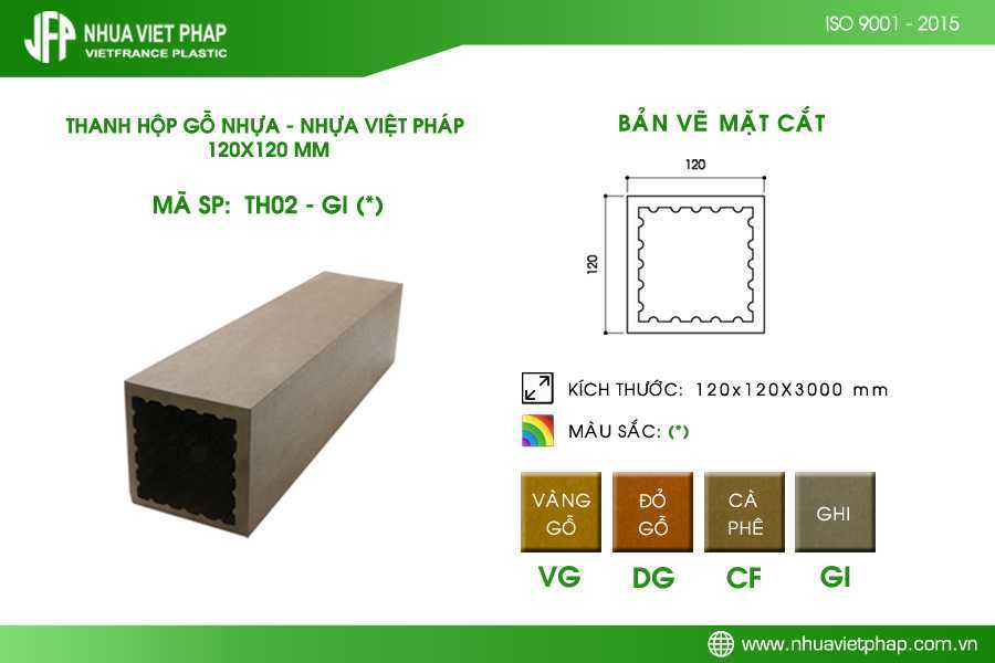(Thanh hộp TH02 120x120mm sử dụng lõi thép hộp 90x90mm)