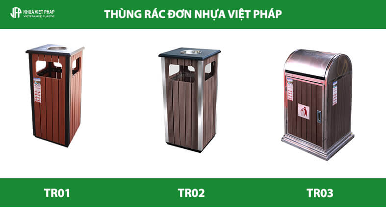 (Các mẫu thùng rác đơn của Nhựa Việt Pháp)